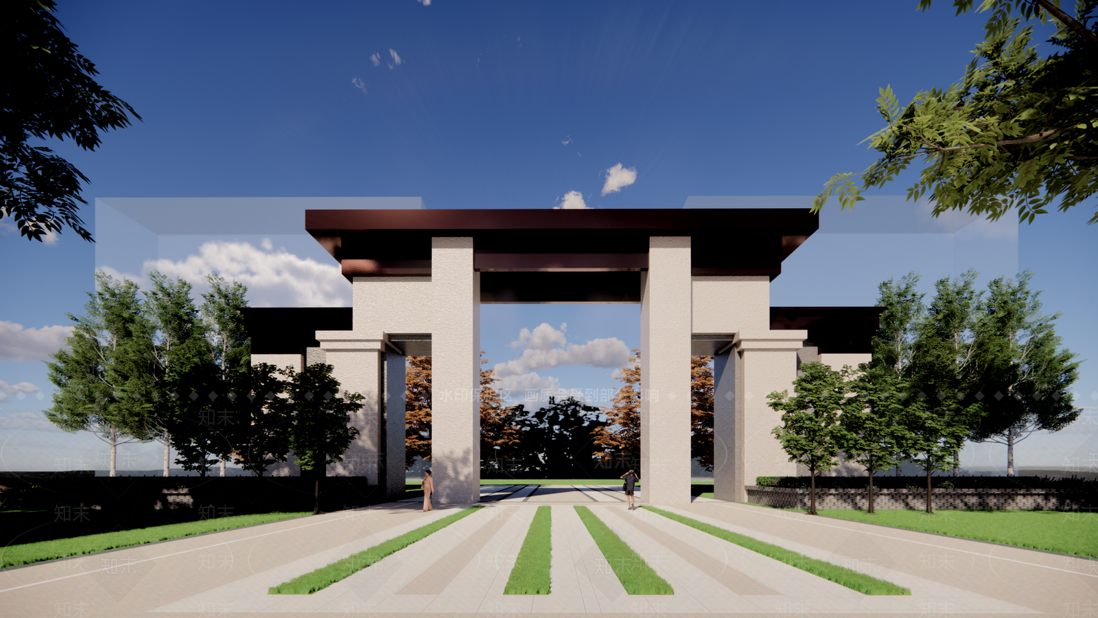 新中式小区建筑SU模型下载【ID:1194387179】