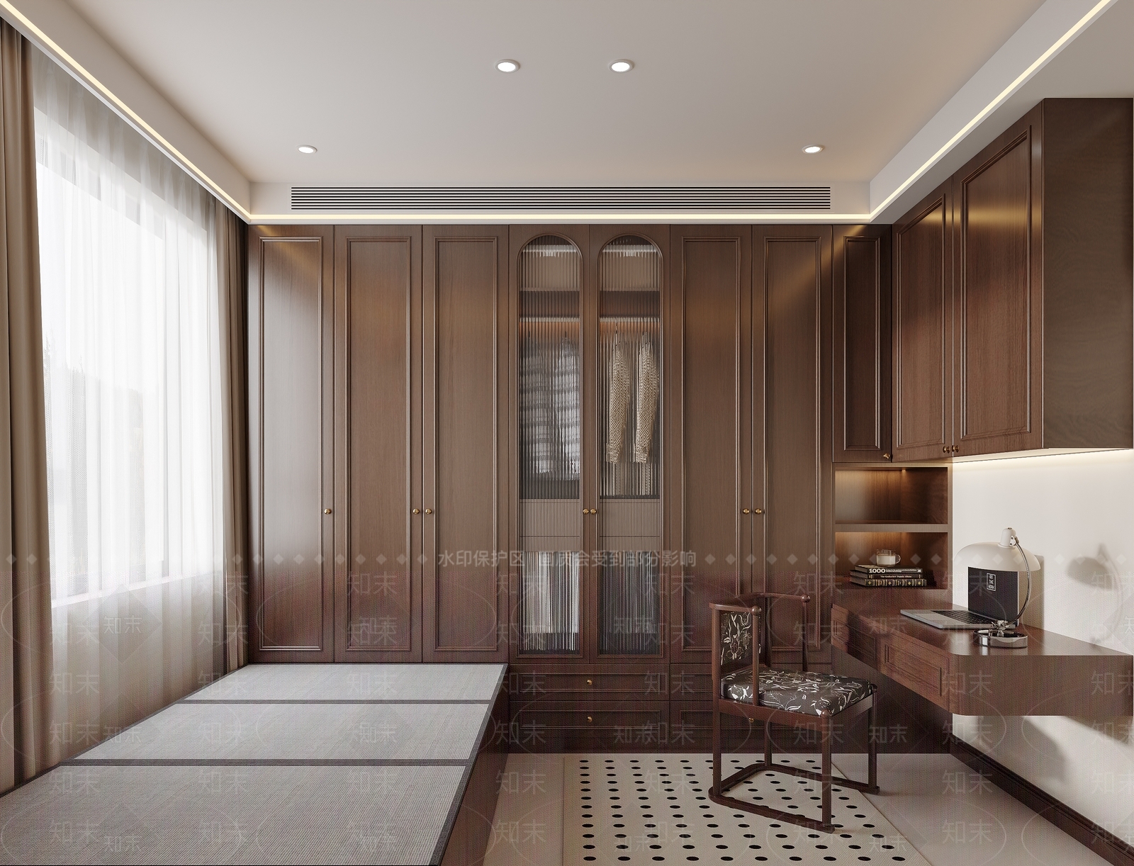 法式榻榻米卧室3D模型下载【ID:1194388708】