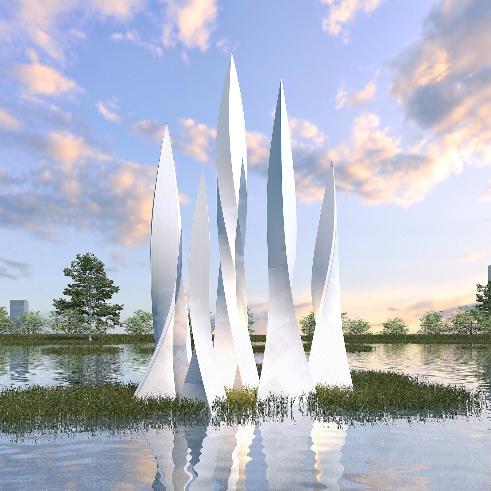 现代艺术雕塑3D模型下载【ID:1194388614】