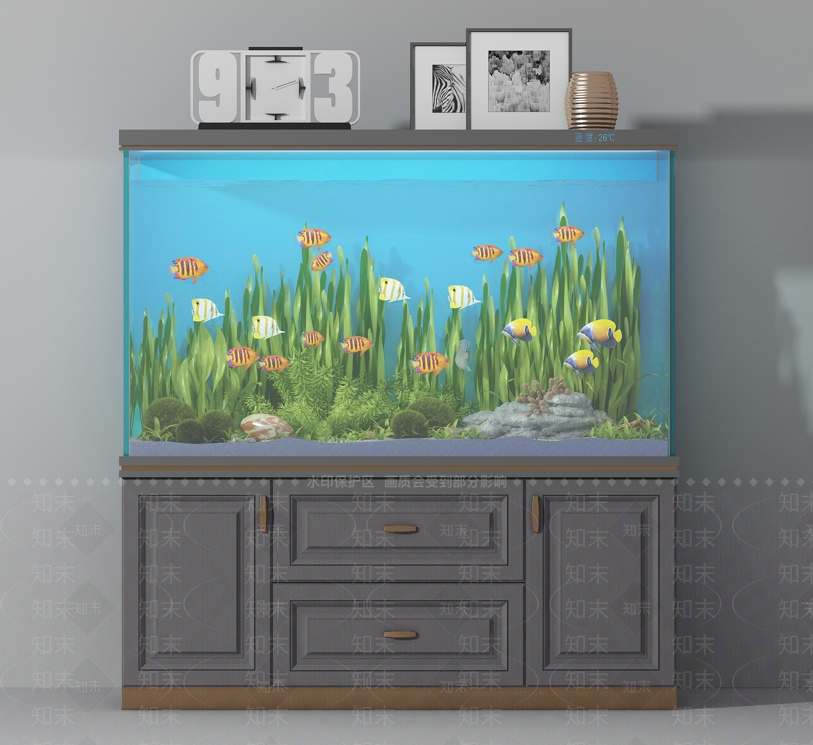 简欧实木鱼缸3D模型下载【ID:1194388884】