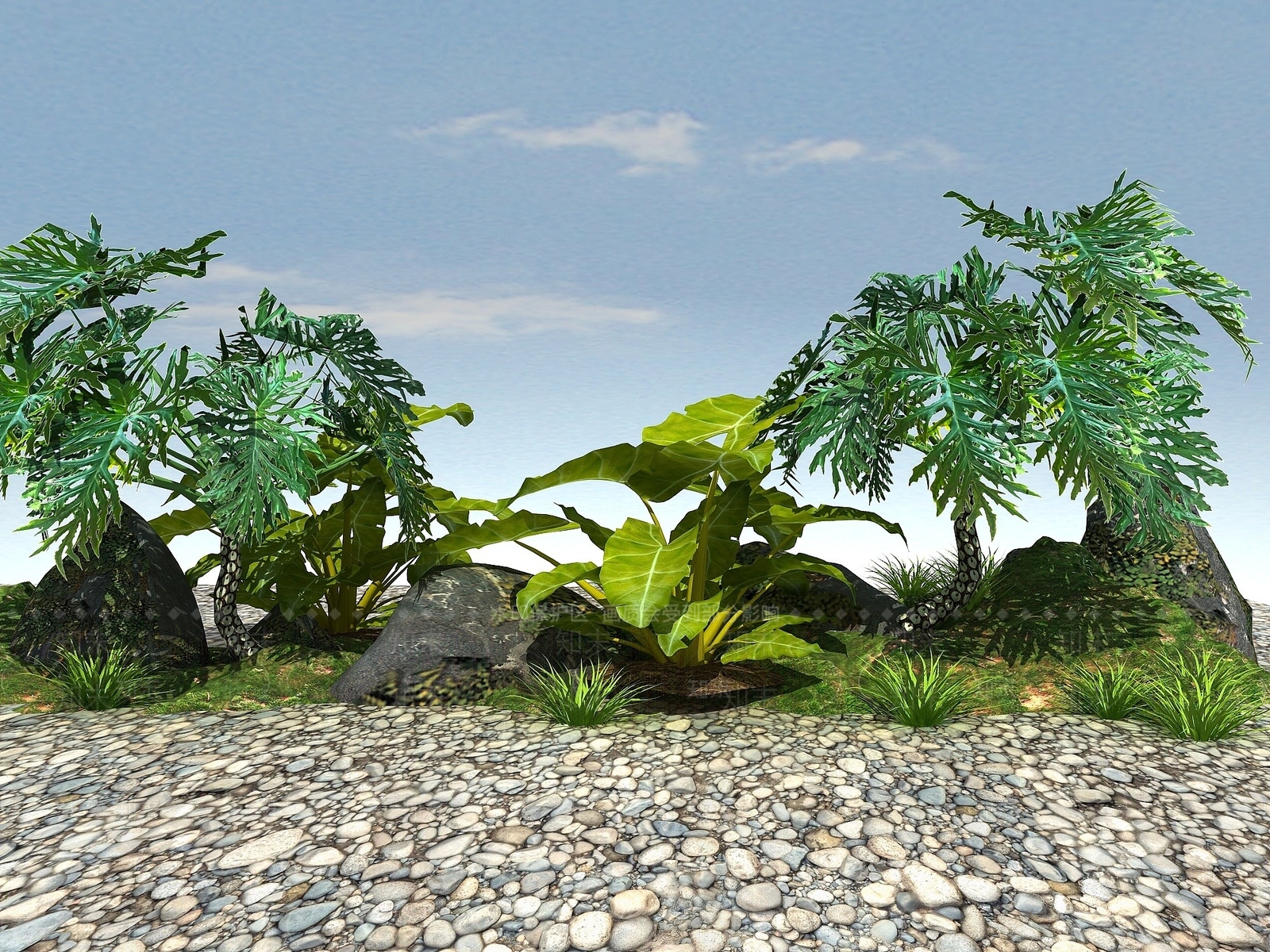 现代常绿景观植物3D模型下载【ID:1194388955】