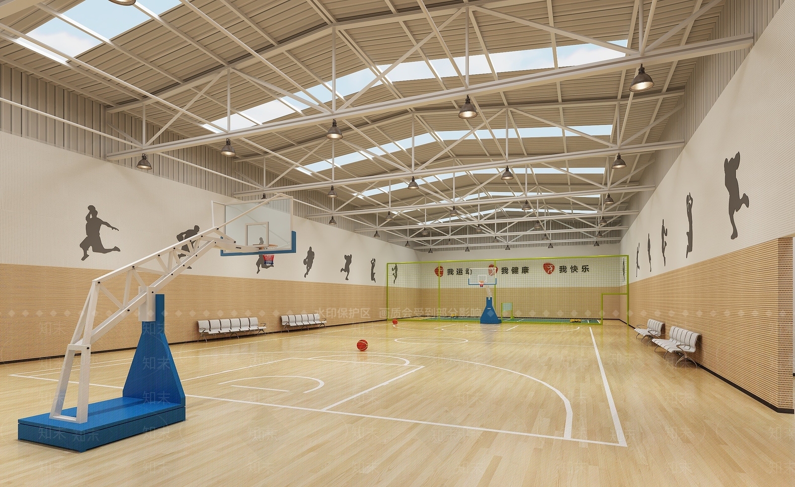 现代篮球场3D模型下载【ID:1194389891】