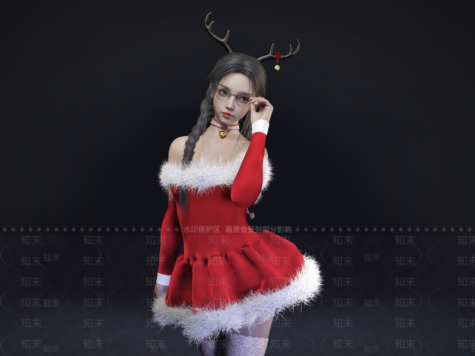 现代圣诞女生3D模型下载【ID:1194390173】