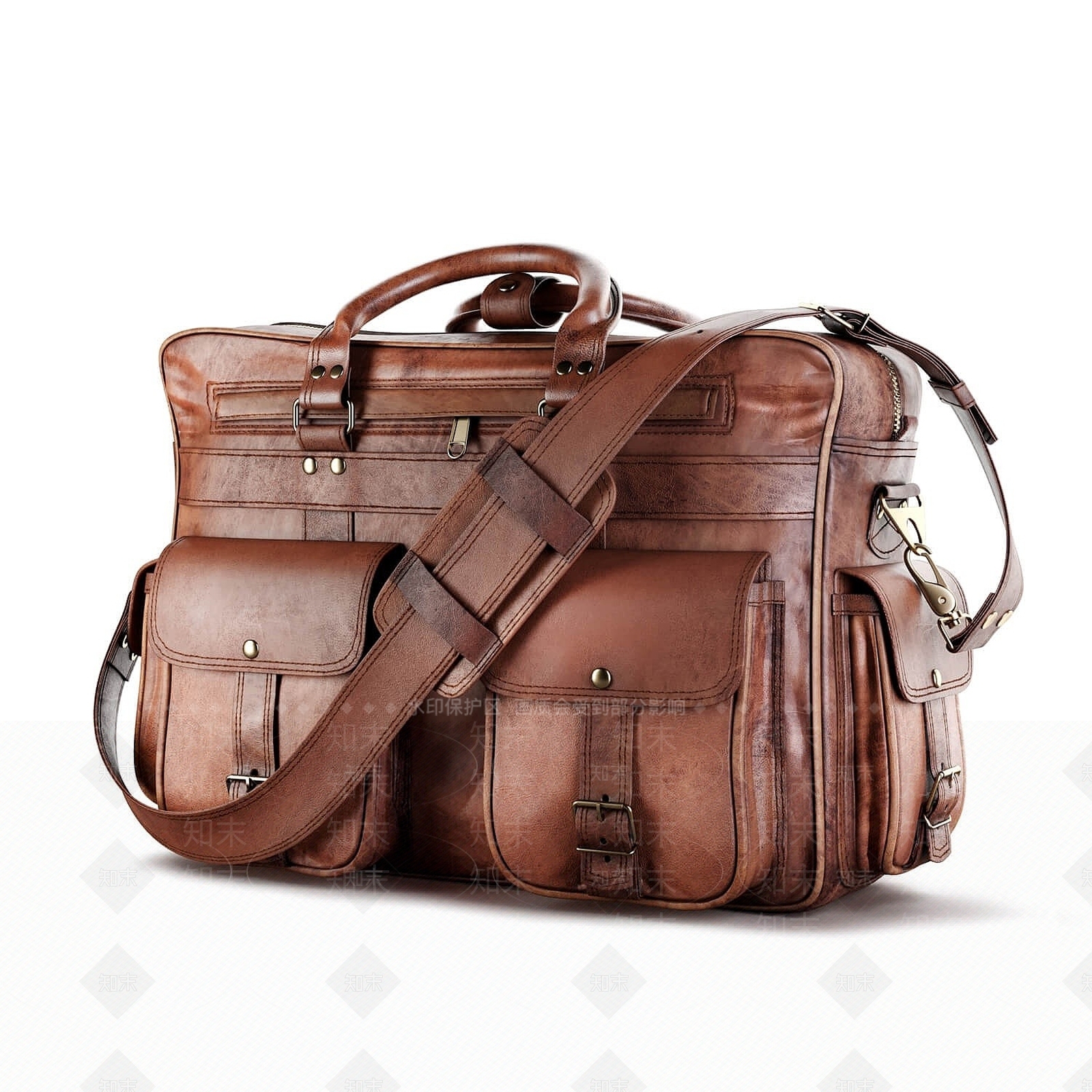 北欧牛仔皮革公文旅行包3D模型下载【ID:1194390761】