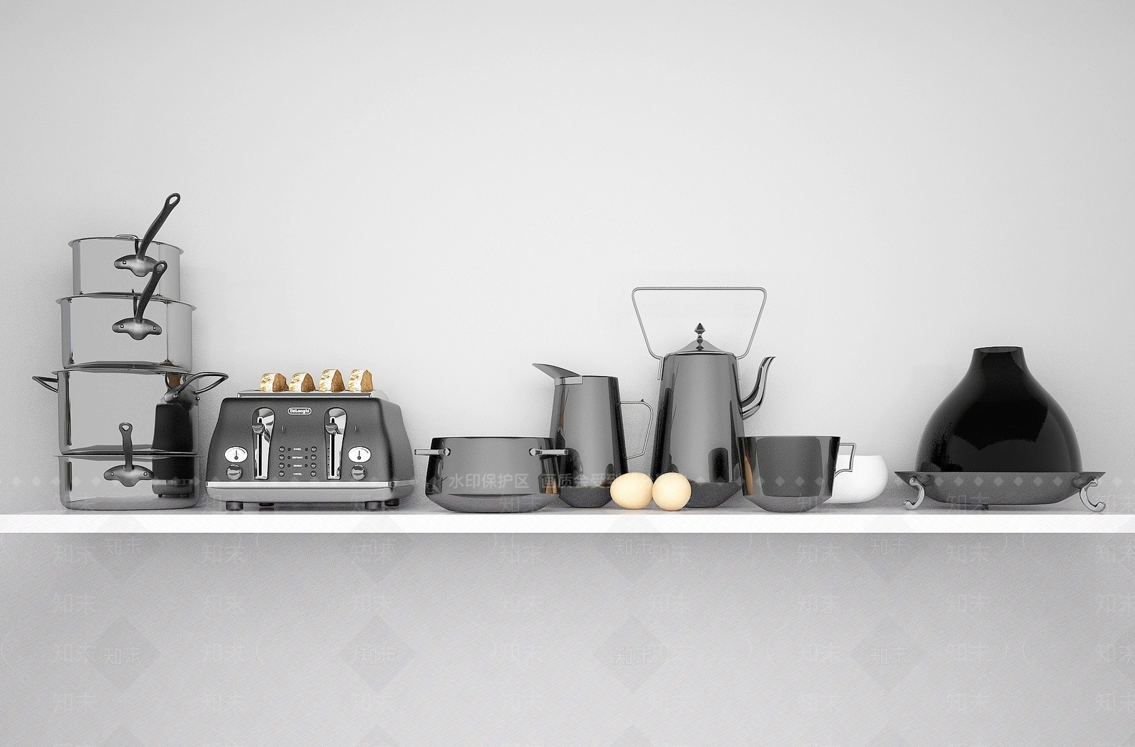 现代烤面包机厨具3D模型下载【ID:1194391530】