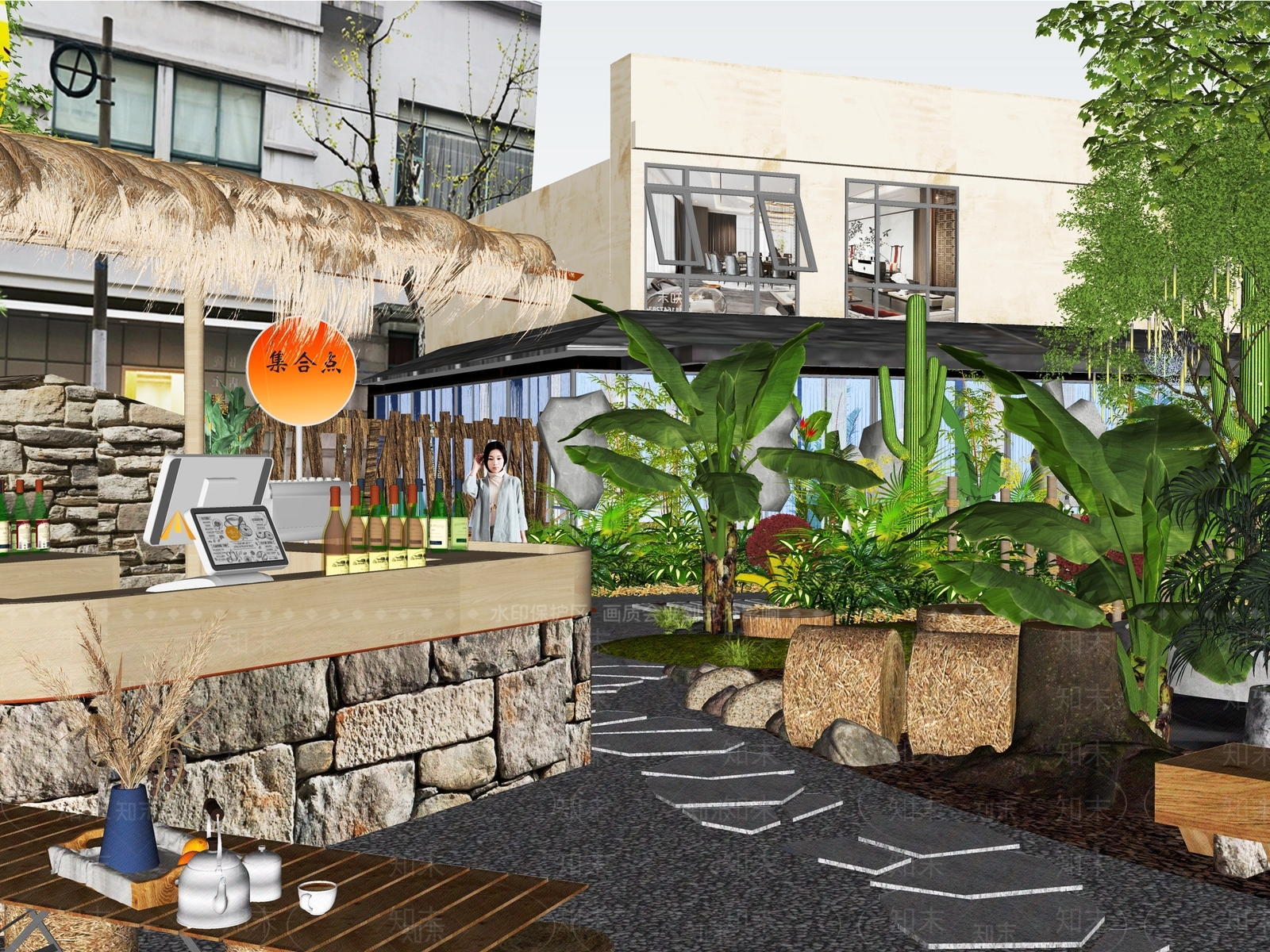 现代乡村庭院SU模型下载【ID:1194392436】