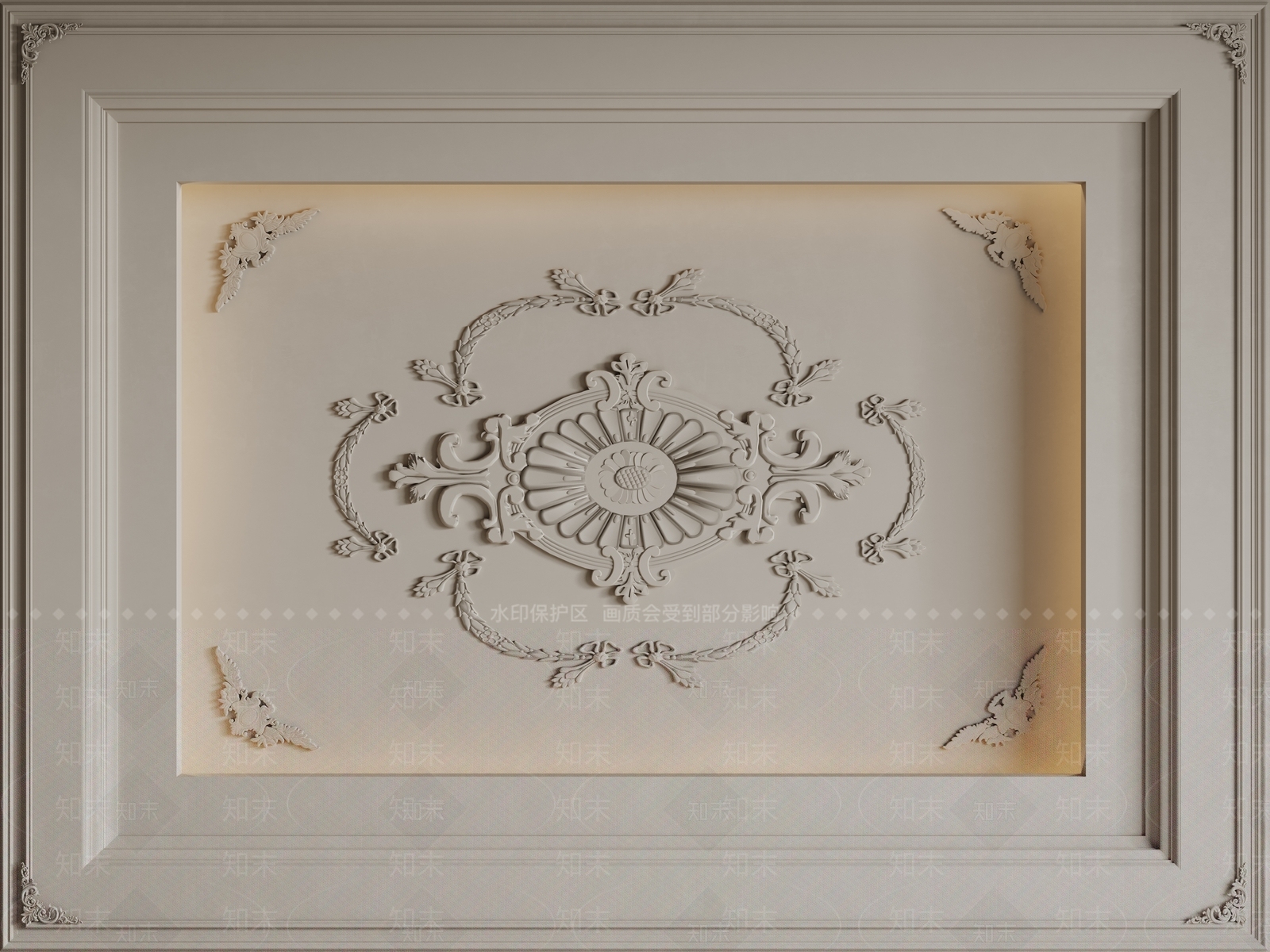 法式欧式吊顶SU模型下载【ID:1194393485】
