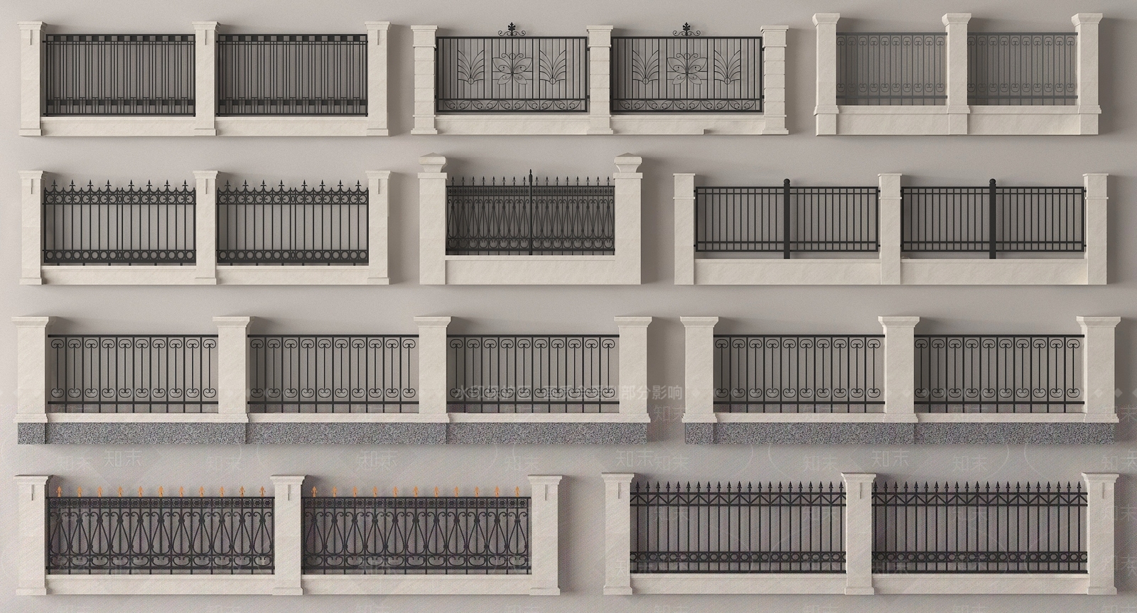 现代围墙3D模型下载【ID:1194395006】