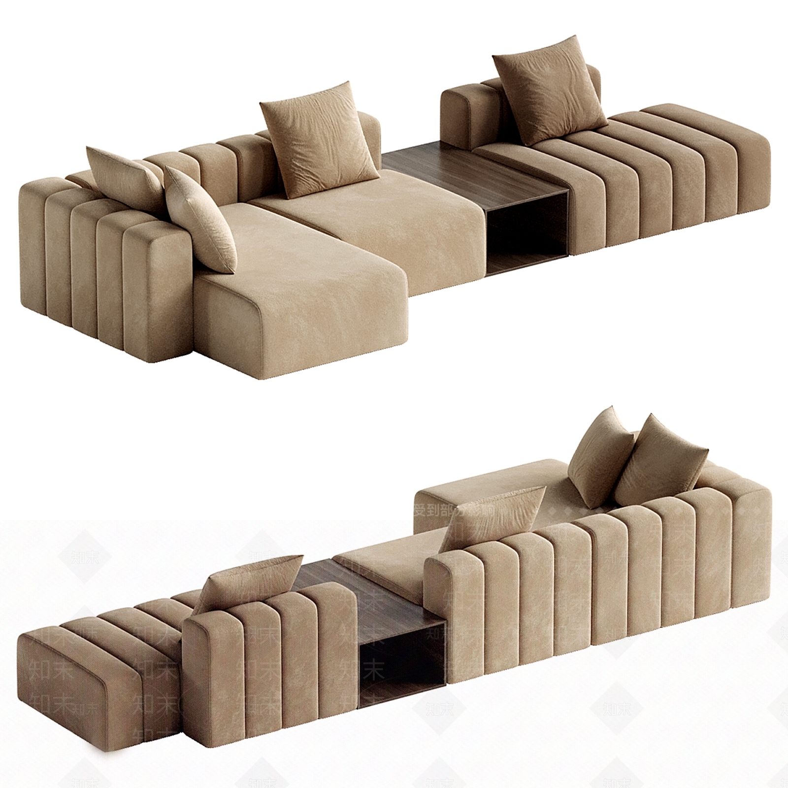 现代意式转角沙发3D模型下载【ID:1194396041】