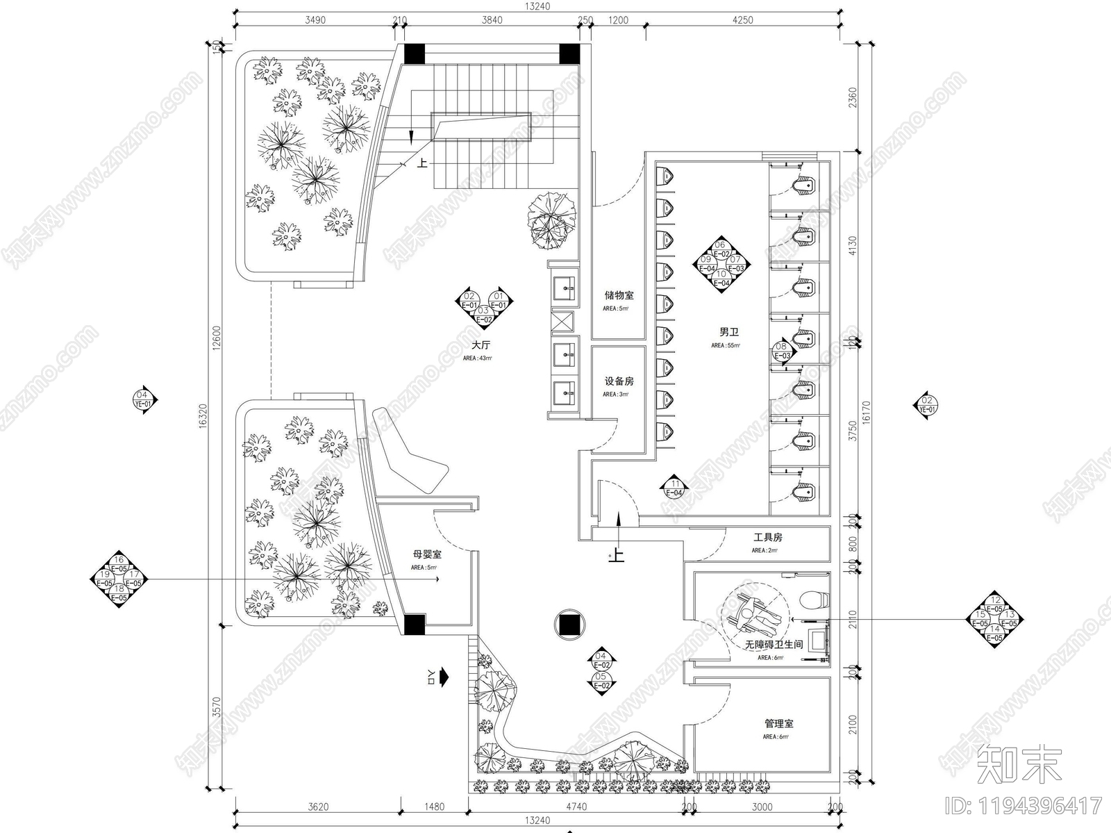 现代公厕cad施工图下载【ID:1194396417】