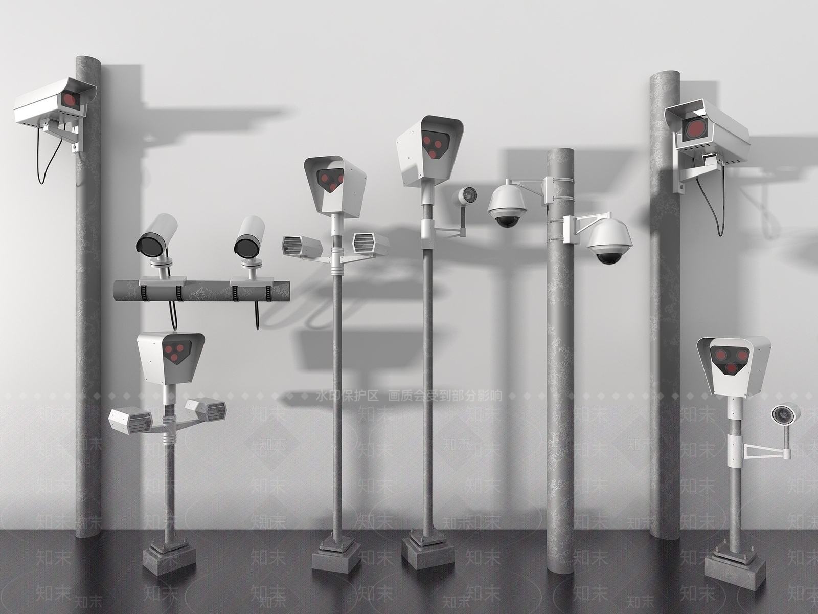 现代户外监控摄像头3D模型下载【ID:1194401874】