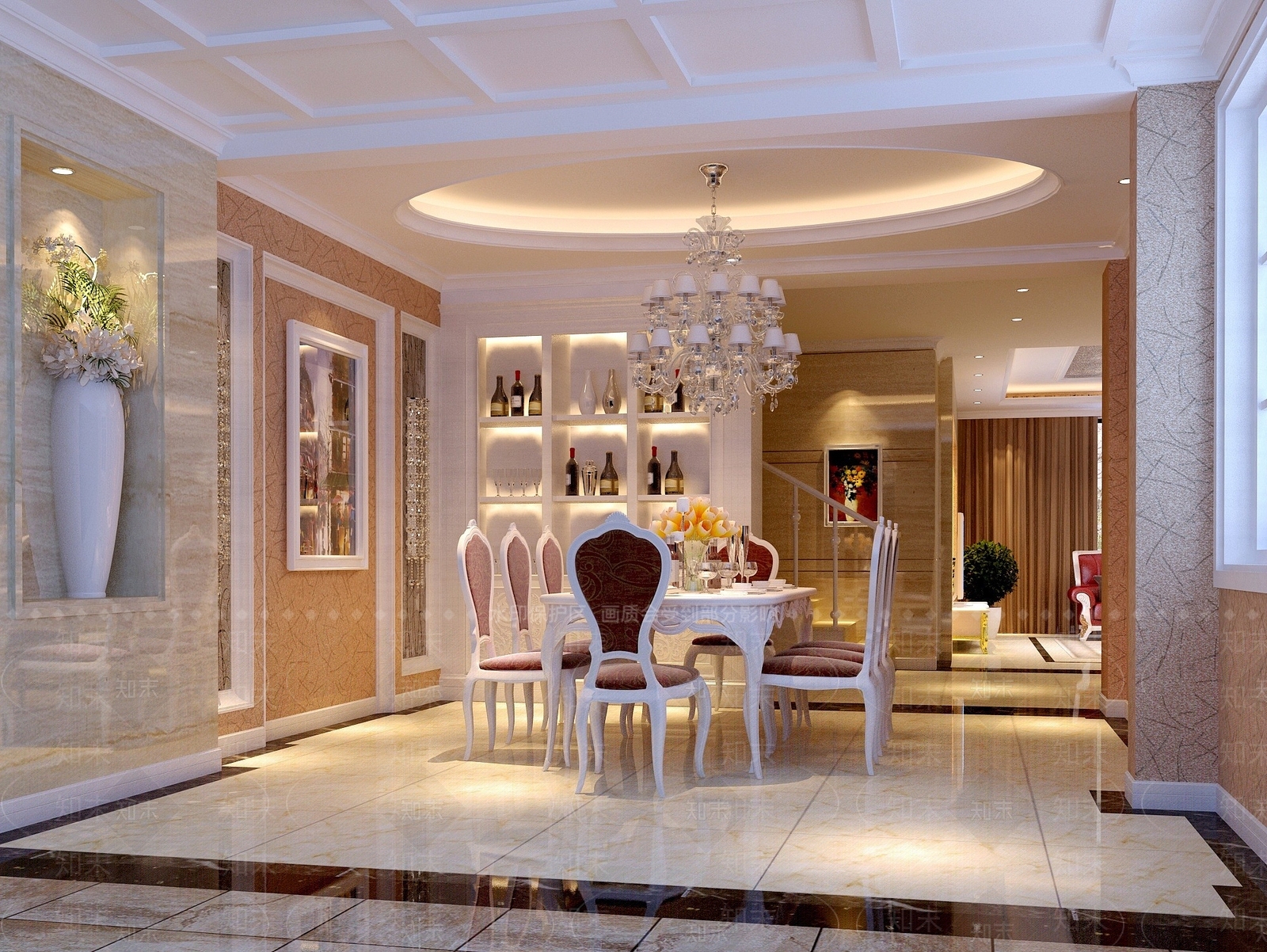简欧餐厅3D模型下载【ID:1194403046】