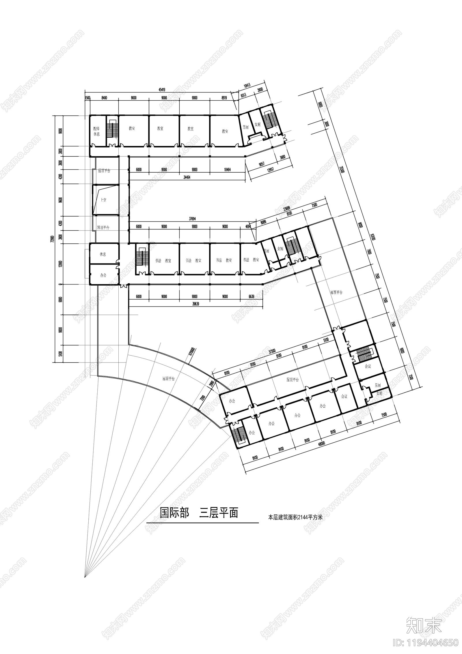 现代学校建筑cad施工图下载【ID:1194404650】