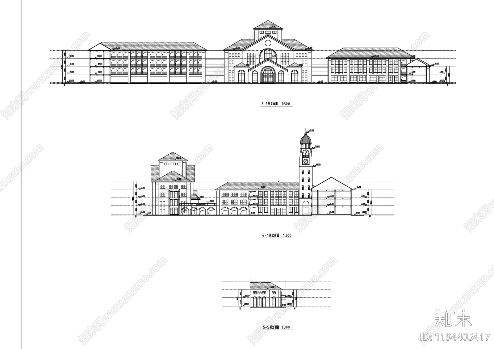 现代欧式学校建筑cad施工图下载【ID:1194405417】
