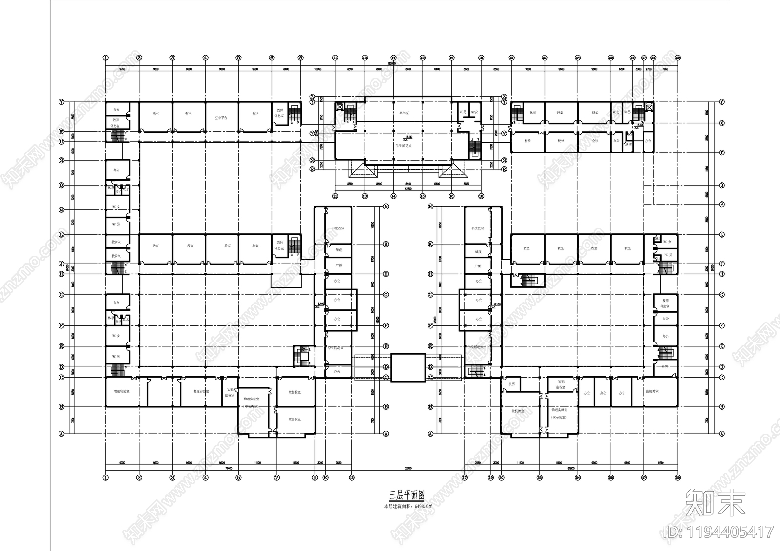 现代欧式学校建筑cad施工图下载【ID:1194405417】