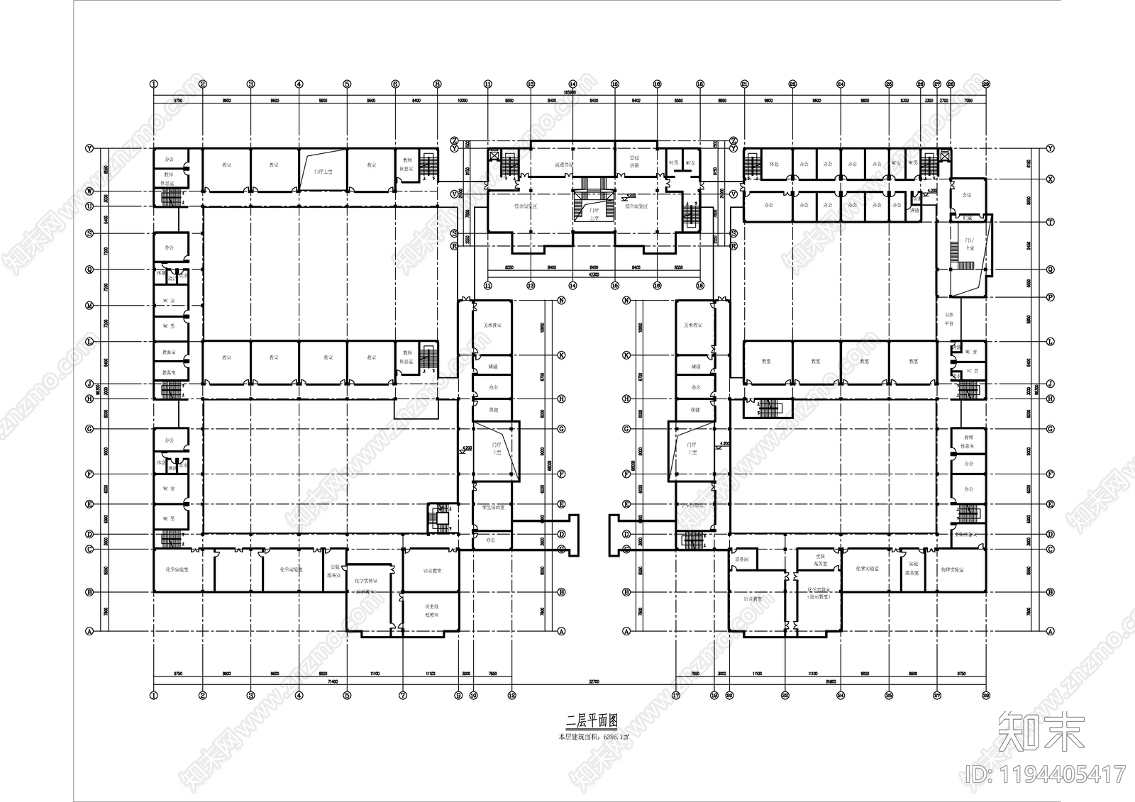 现代欧式学校建筑cad施工图下载【ID:1194405417】