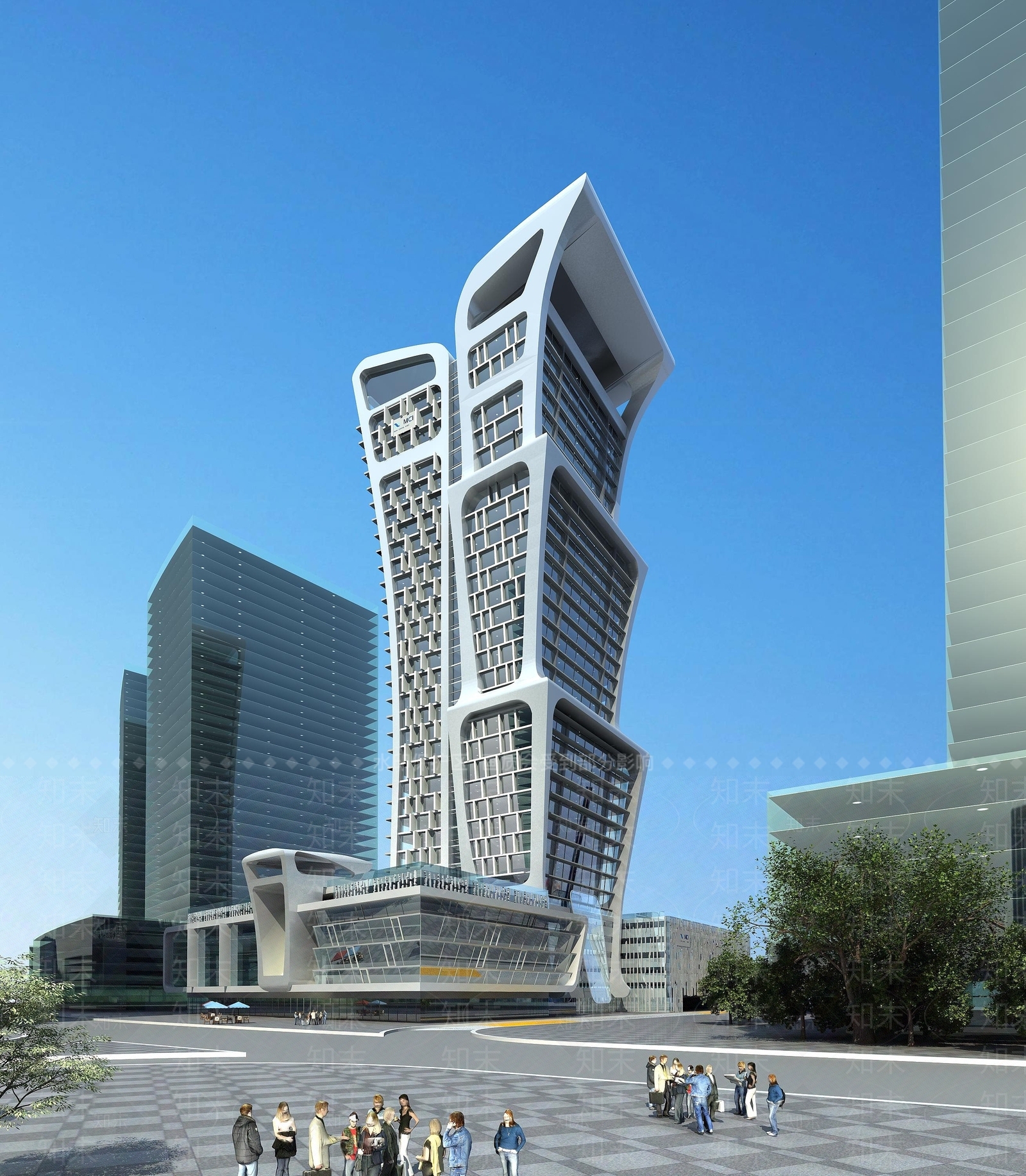 现代高层办公楼3D模型下载【ID:1194405729】