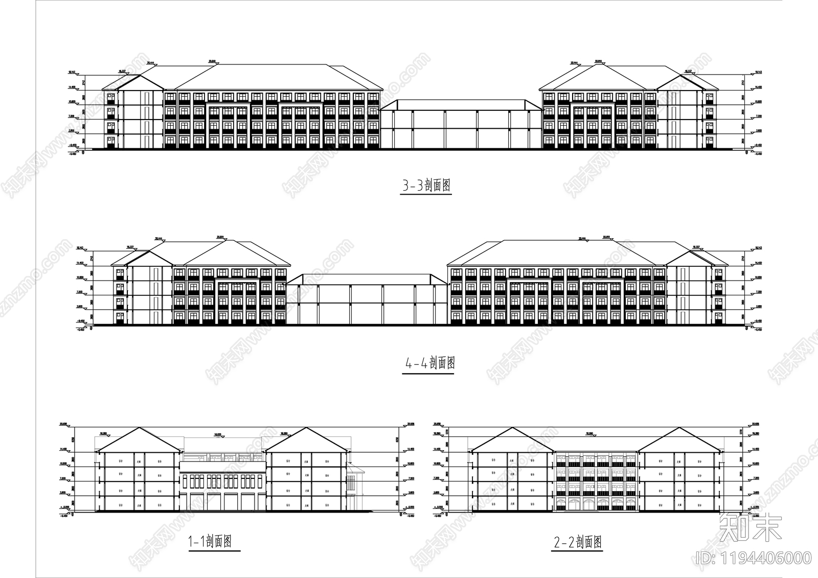 现代学校建筑cad施工图下载【ID:1194406000】