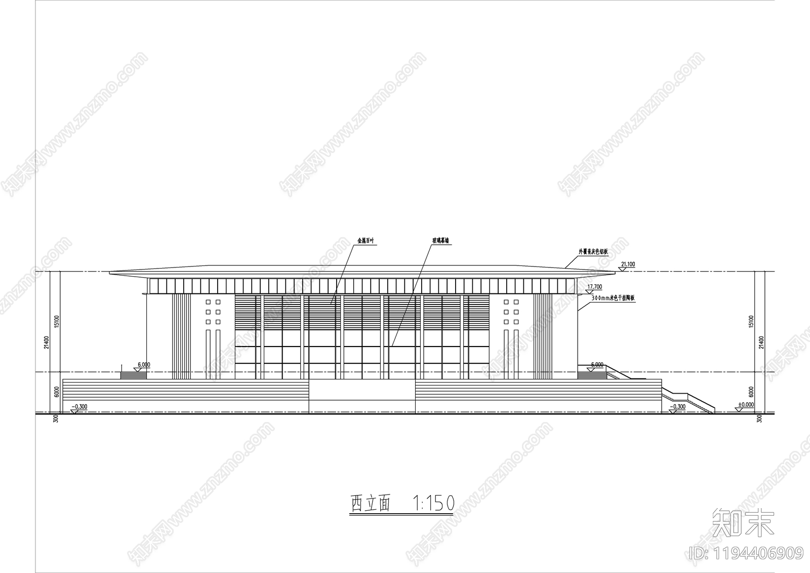 现代学校建筑cad施工图下载【ID:1194406909】