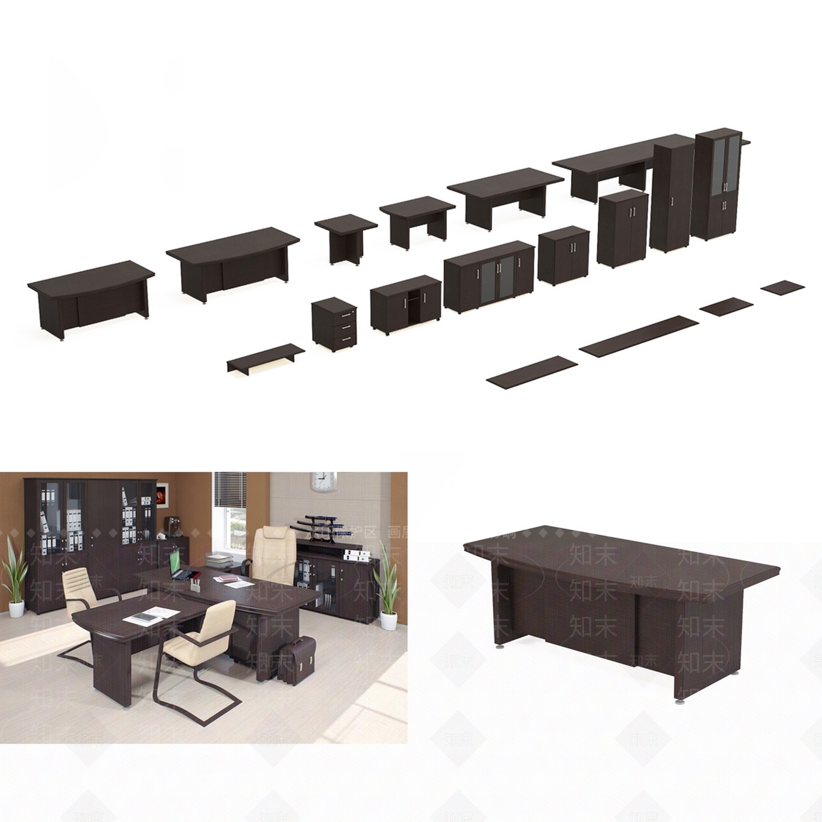 现代办公桌3D模型下载【ID:1194407817】