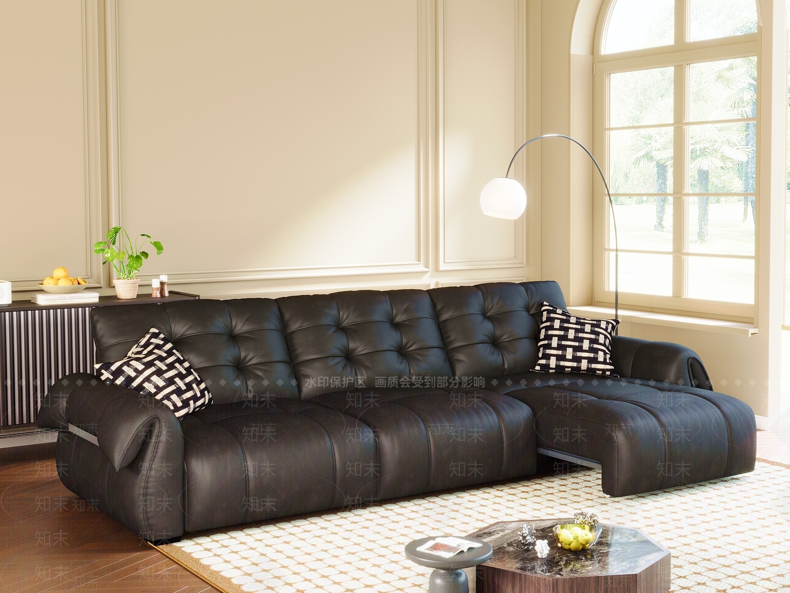 现代北欧多人沙发3D模型下载【ID:1194408627】