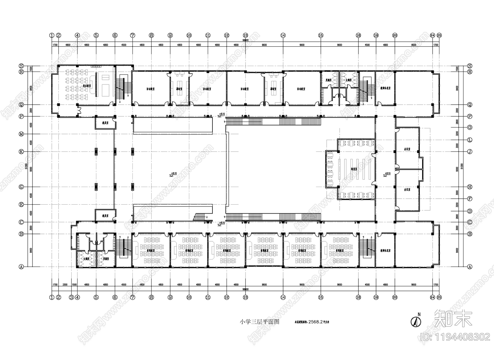 现代学校建筑cad施工图下载【ID:1194408302】
