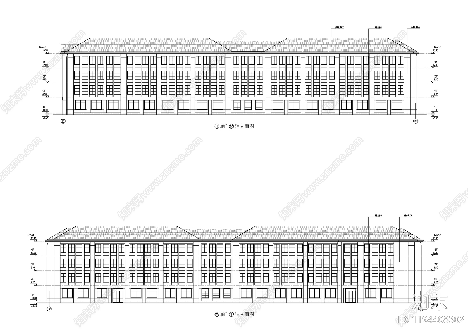 现代学校建筑cad施工图下载【ID:1194408302】
