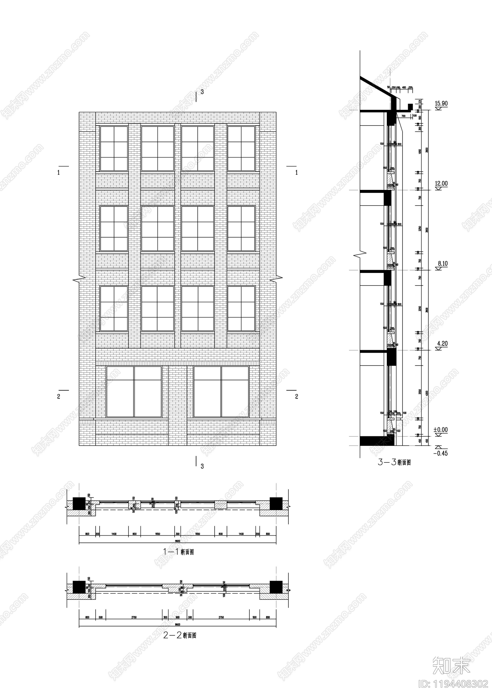 现代学校建筑cad施工图下载【ID:1194408302】