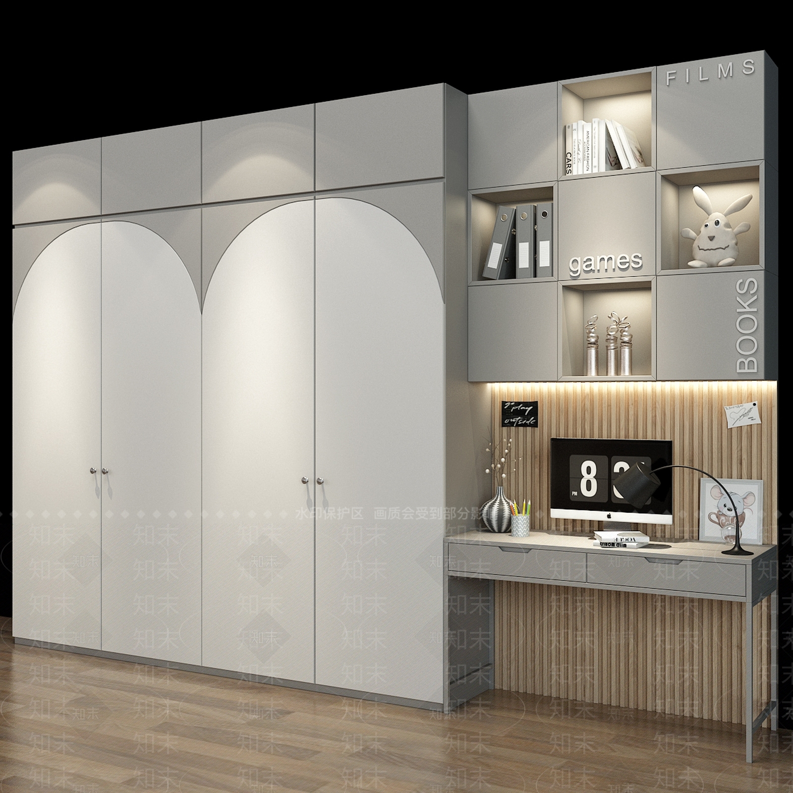 现代北欧衣柜3D模型下载【ID:1194412693】