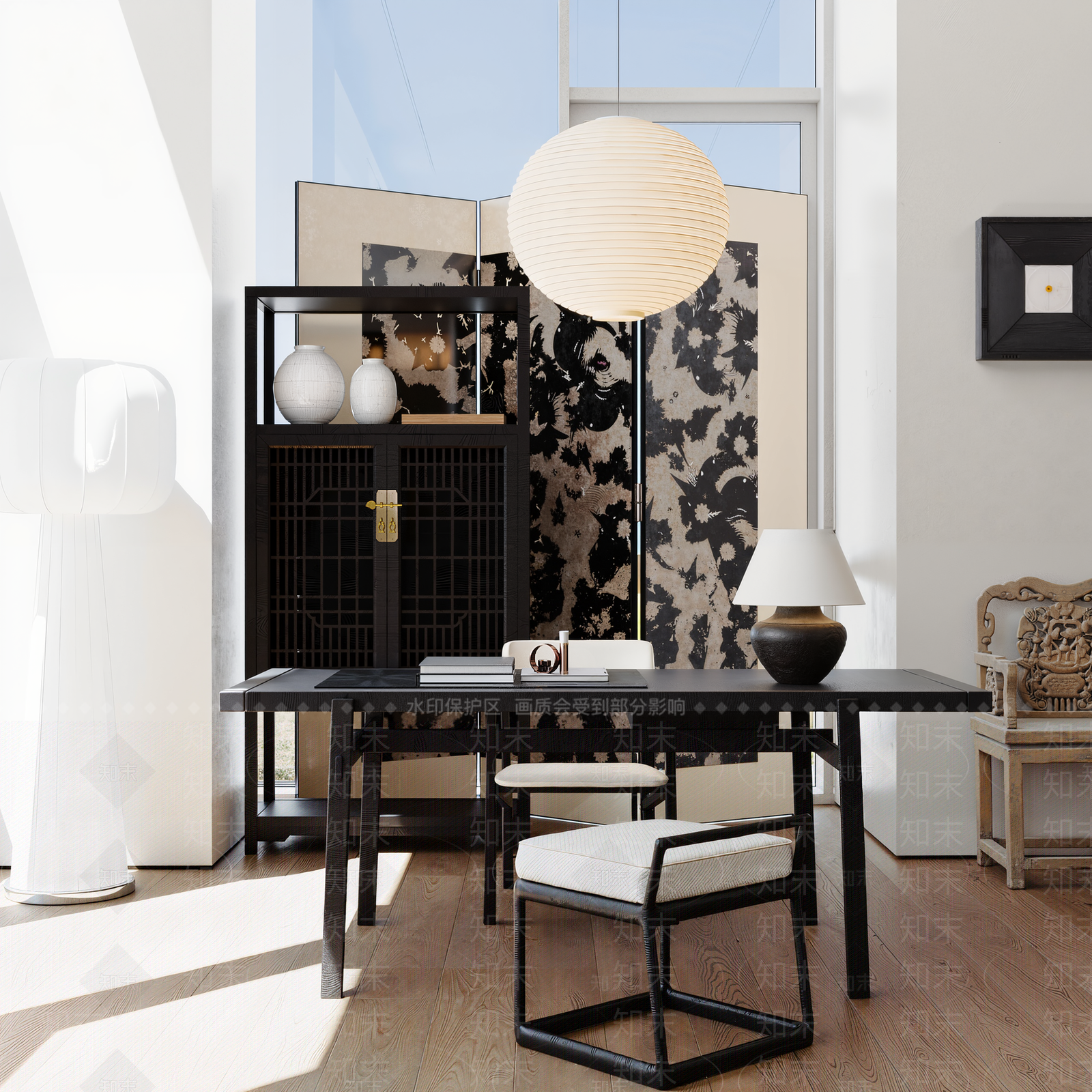 新中式中式书房3D模型下载【ID:1194415941】