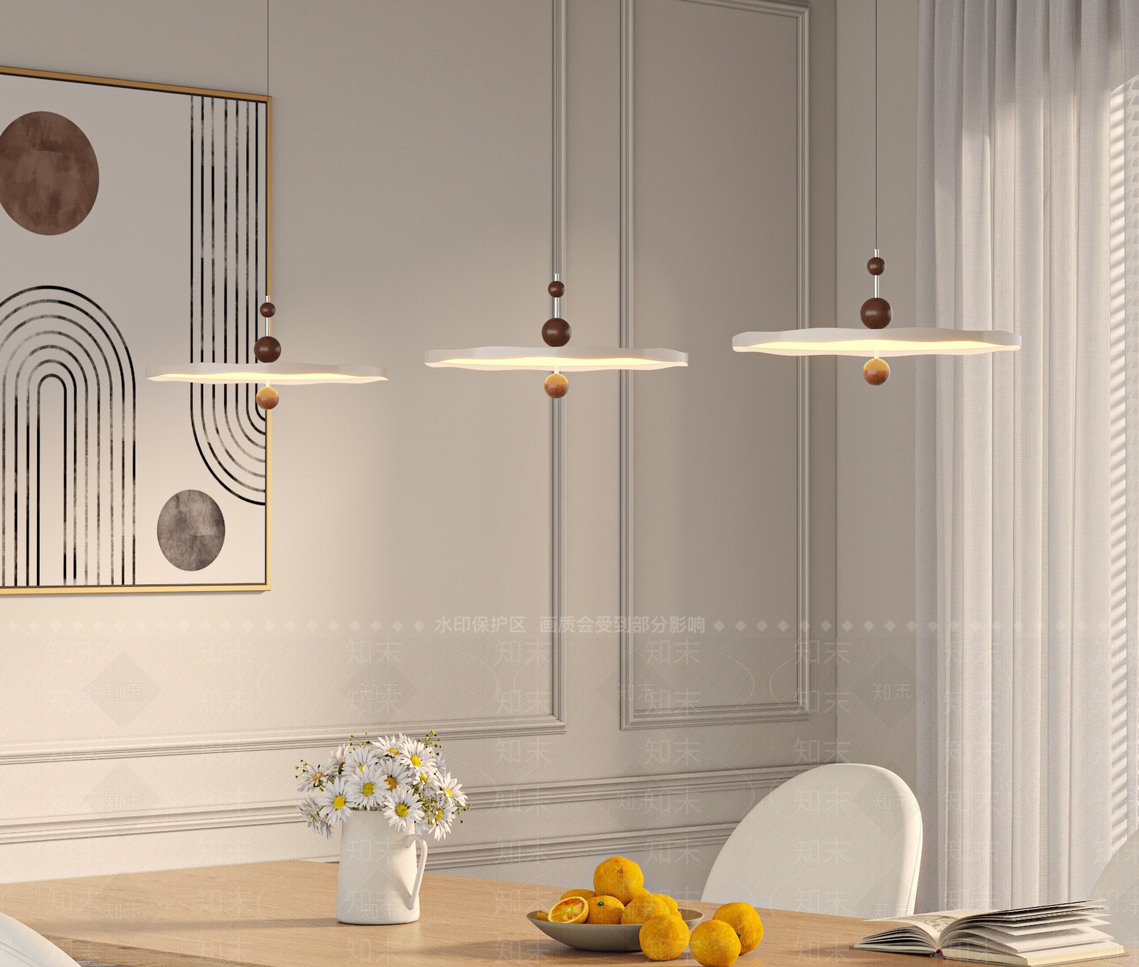 法式奶油餐厅吊灯3D模型下载【ID:1194416746】