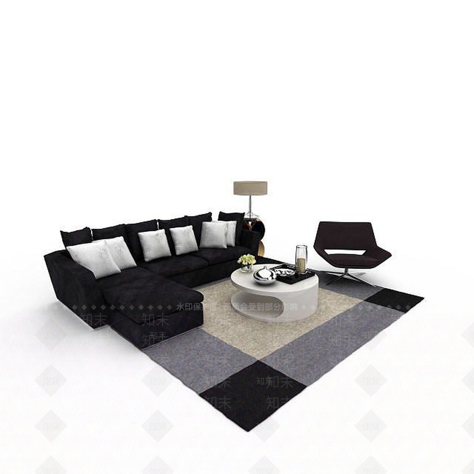 现代双人沙发3D模型下载【ID:1194422930】