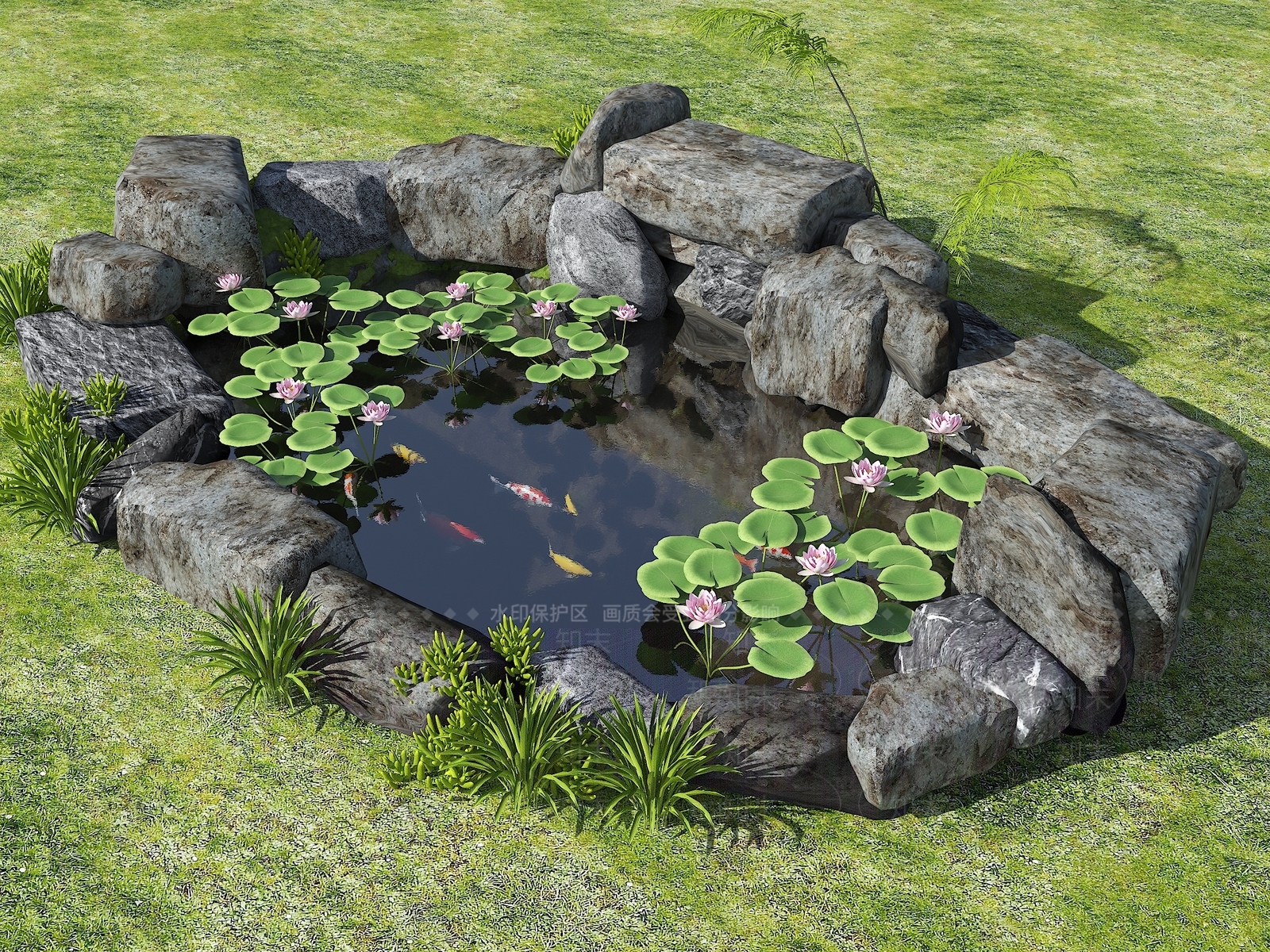现代新中式水景SU模型下载【ID:1194426707】
