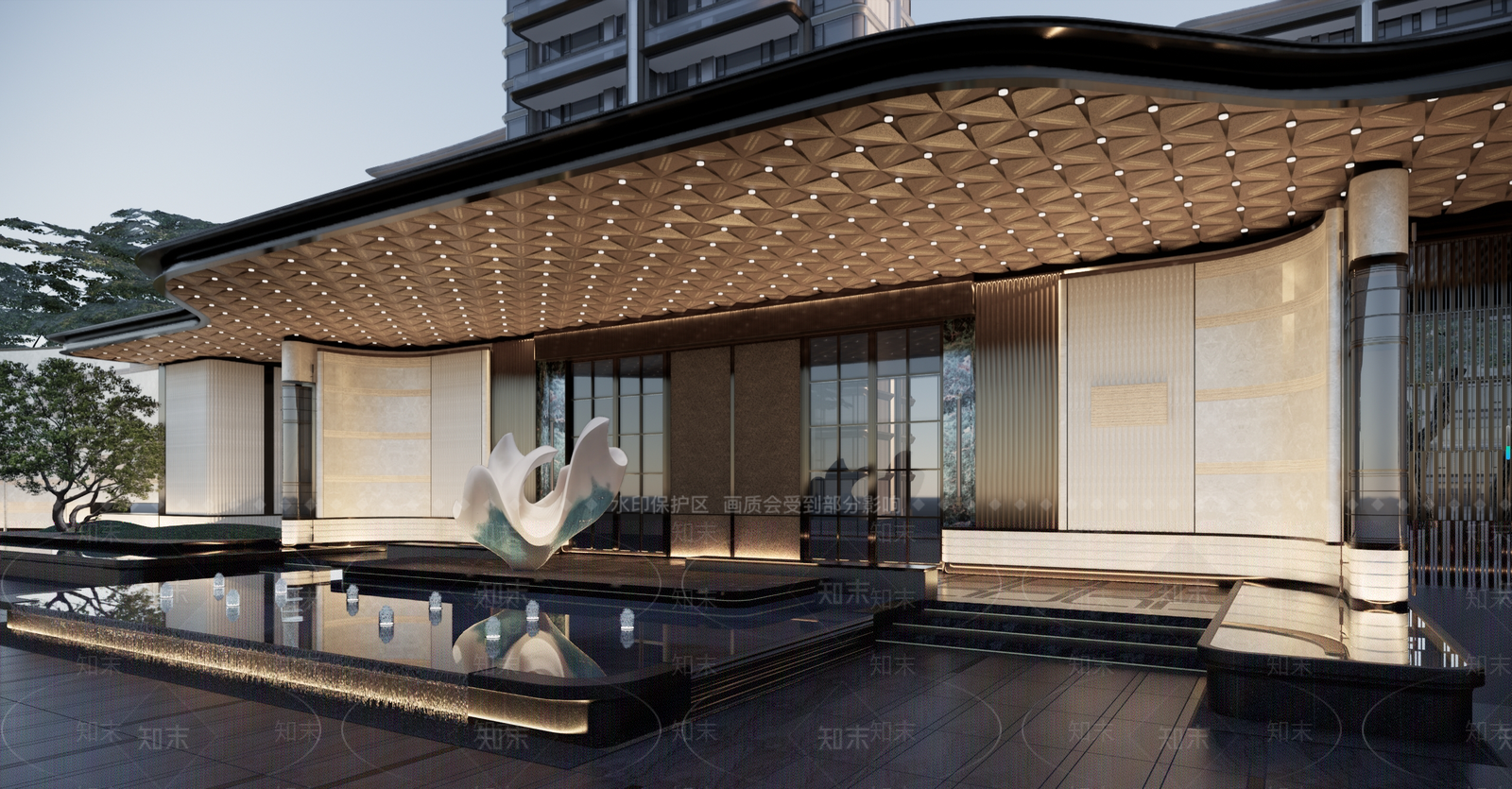 轻奢小区景观SU模型下载【ID:1194441435】