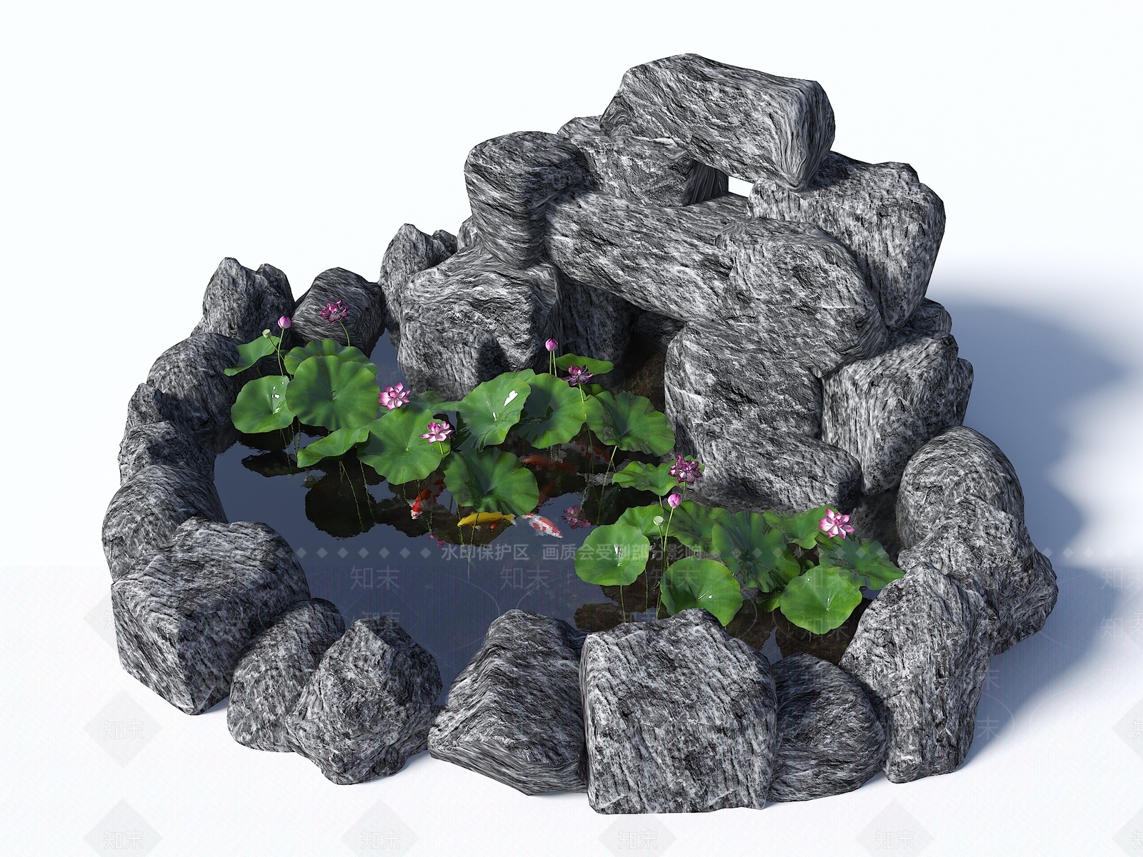 现代新中式水景SU模型下载【ID:1194427783】