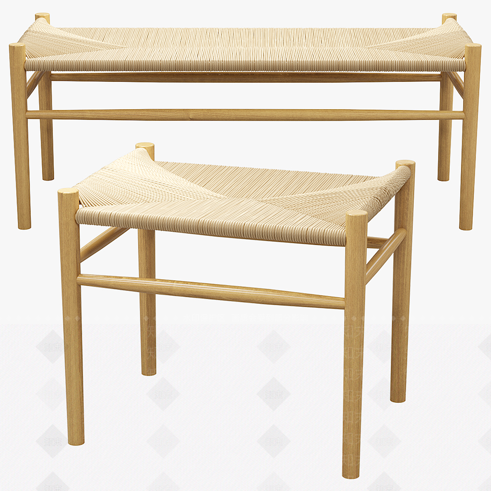 新中式原木其他凳子3D模型下载【ID:1194429045】
