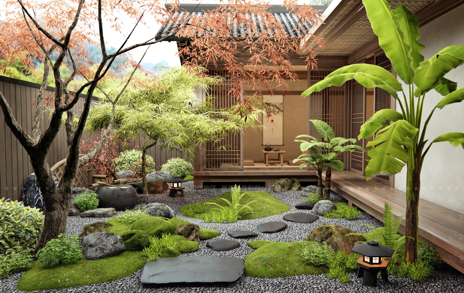 新中式禅意庭院3D模型下载【ID:1194429787】