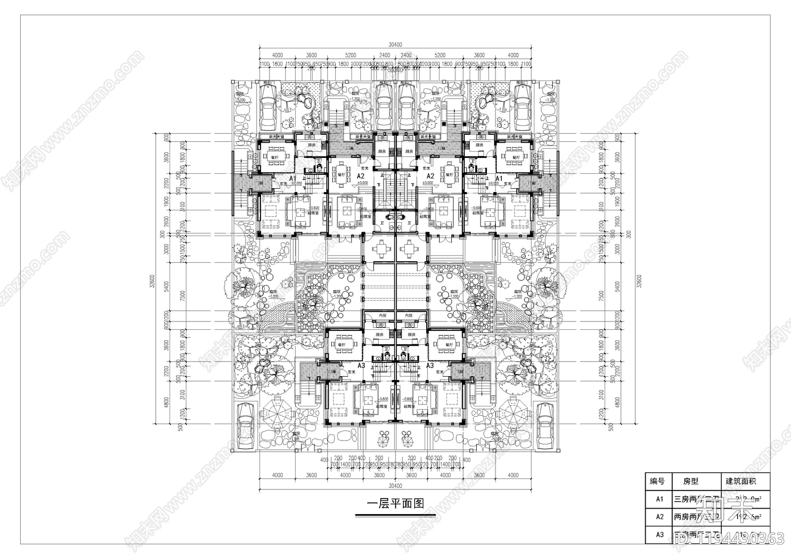 现代新中式别墅建筑施工图下载【ID:1194430363】