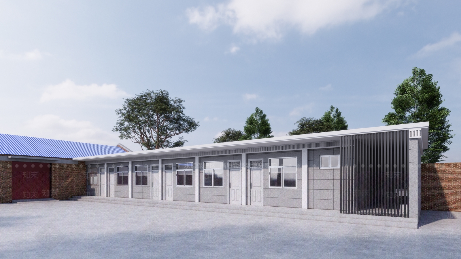 现代中式办公楼SU模型下载【ID:1194841166】