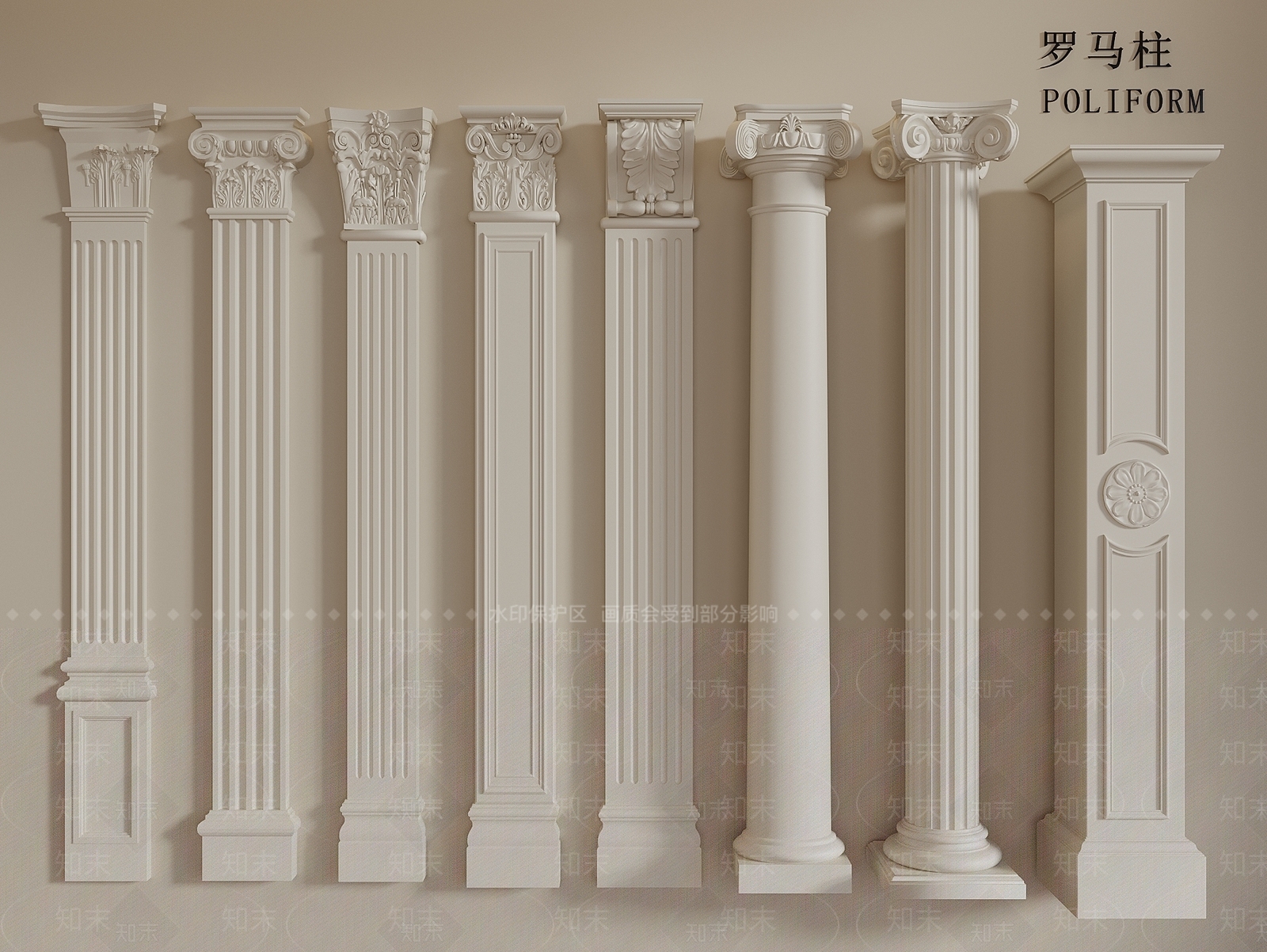 法式欧式柱子3D模型下载【ID:1194436563】