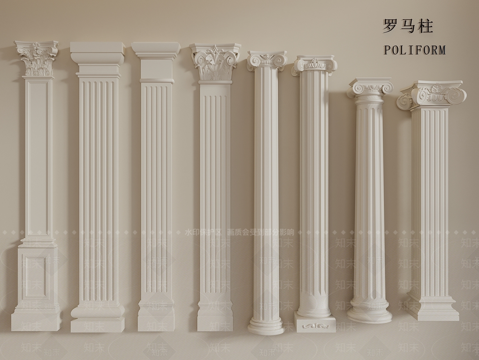 法式欧式柱子3D模型下载【ID:1194436538】