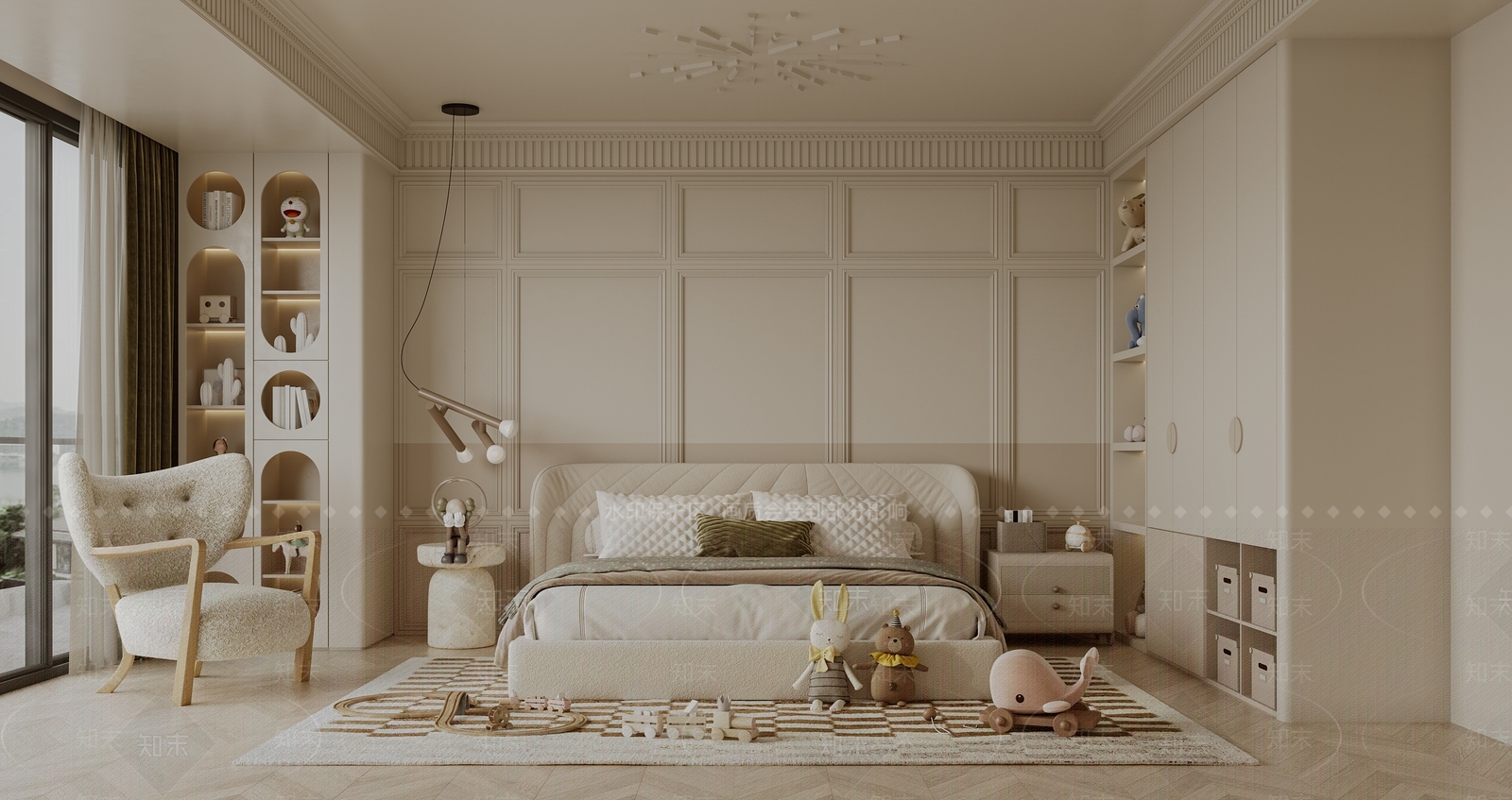 现代通用儿童房3D模型下载【ID:1194436617】