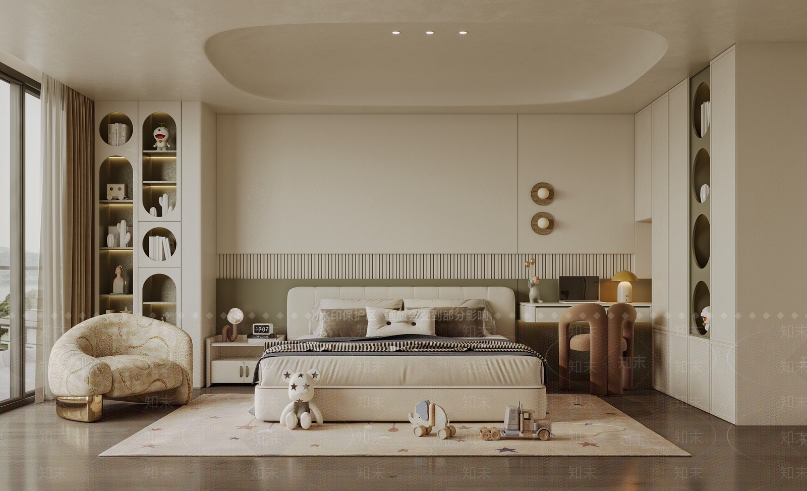 现代通用儿童房3D模型下载【ID:1194436810】