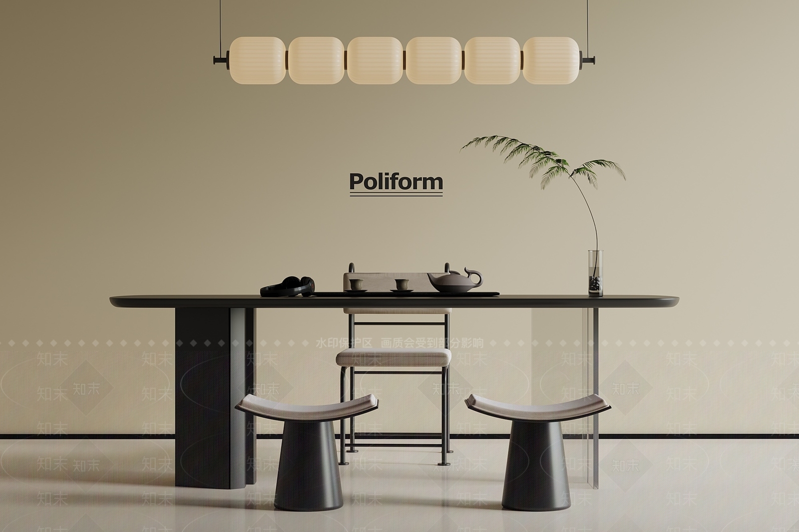 现代茶桌椅SU模型下载【ID:1194439251】