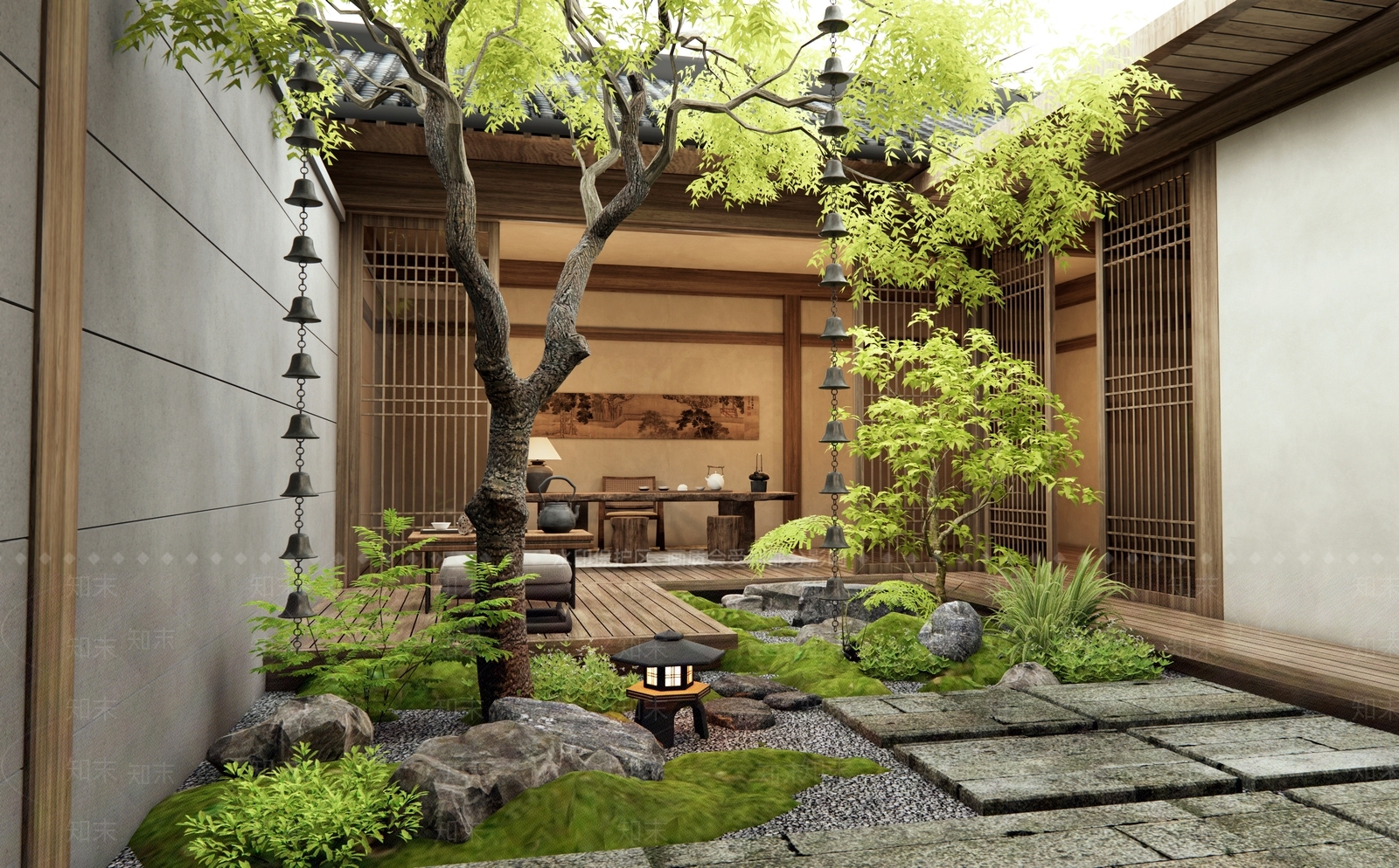 日式禅意别墅庭院SU模型下载【ID:1194440085】