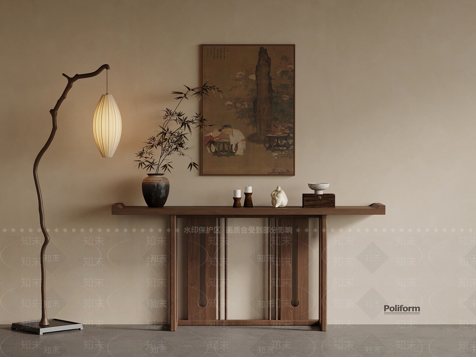 新中式条案3D模型下载【ID:1194444402】