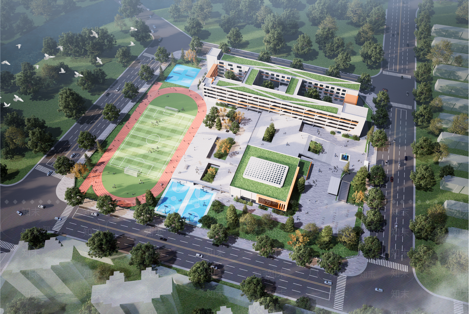 现代学校建筑SU模型下载【ID:1194453765】