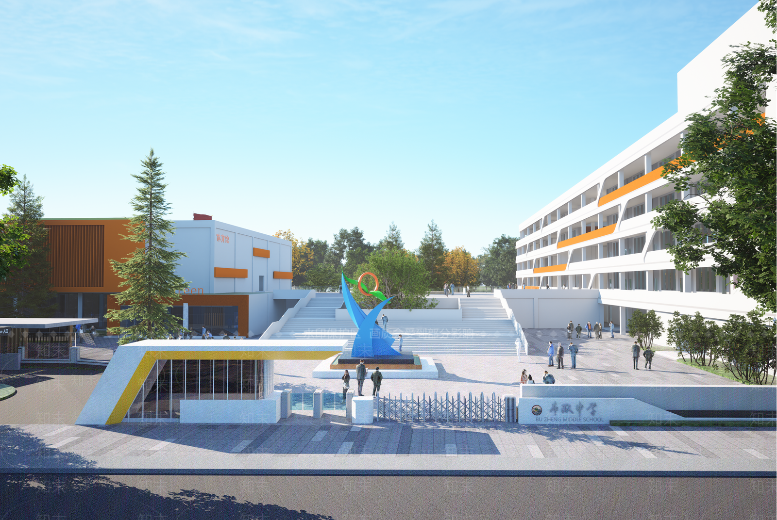 现代学校建筑SU模型下载【ID:1194453765】