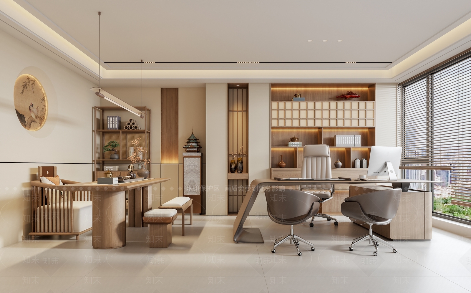 禅意新中式经理办公室SU模型下载【ID:1194452247】