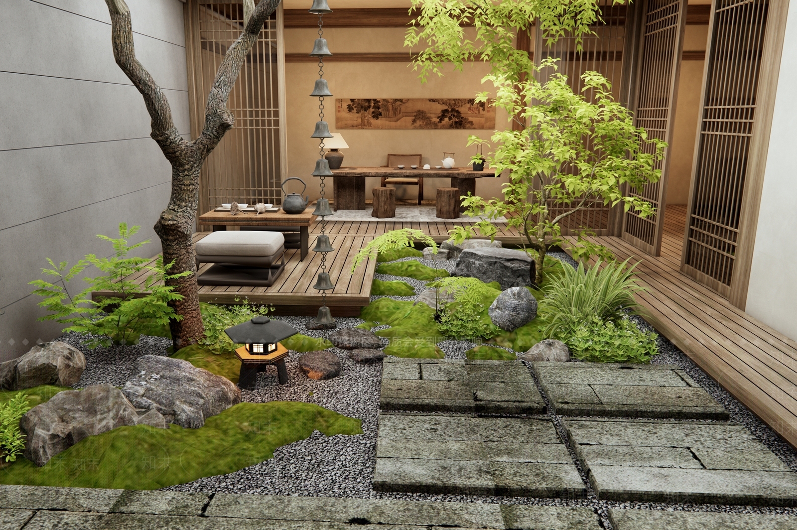 新中式庭院3D模型下载【ID:1194453797】